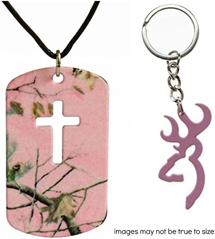 Realtree Pink Cross Dog Tag Necklace Jewelry +