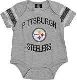 Pittsburgh Steelers Infant Short Sleeve Grey Foldover Neck Creeper