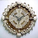 Awesome Skull & Bones Wall Clock W/ Celtic Cross