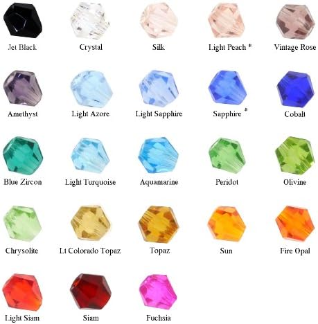 Mandala Crafts® Wholesale Bicone Crystal Beads Lots of 1000 Pcs, 4mm, 23 Colors