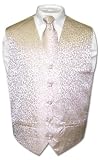 Men's Cream Floral Paisley Design Dress Vest NeckTie Set for Suit or Tuxedo