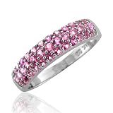 14k White Gold Pink Tourmaline Color Gem Stone Ring Band, TW: 1.00 carat
