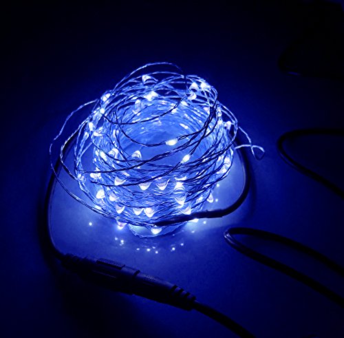 LED String Lights Silver Wire Lights, Leadpo Waterproof Starry String Lights, Decor Rope Lights for Seasonal Decorative Christmas Holiday, Wedding, Parties(100 Leds, 33 ft, Blue)