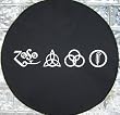 SpareCover&reg; Brawny Series - Insulated 32" - 33" Led Zeppelin Runes on Black Denim Textured Vinyl Tire Cover - Touring