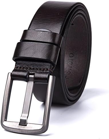 FShero Men's Belt Dress Smooth Genuine Leather With Pin Buckle (Belt Width:1.5 inch Black)