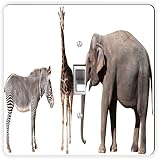 Rikki Knight Zebra Giraffe and Elephant-Single Toggle Light Switch Plate