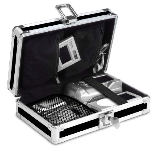 Vaultz Locking Gadget Box, Black with Chrome