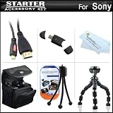 Starter Accessories Kit For The Sony Cyber-shot DSC-HX200V Digital Camera Includes Deluxe Carrying Case + 7 Flexible Tripod + Micro HDMI Cable + USB High Speed 2.0 SD Card Reader + LCD Screen Protectors + Mini TableTop Tripod + MicroFiber Cleaning Cloth