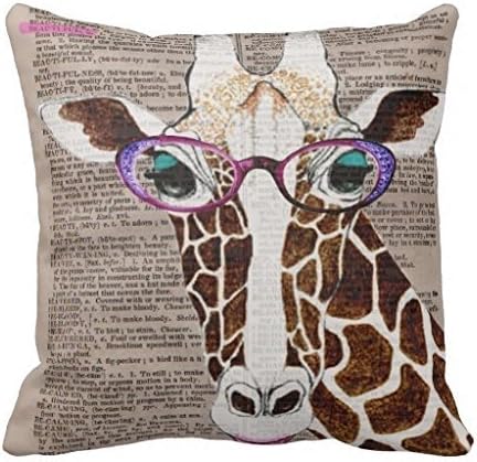 AMountletstore Altered Art Funky Giraffe Cotton Linen Decorative Throw Pillow Case 18X18inch