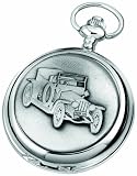 Woodford 1916/Q Men's  Chrome finish Rolls Royce Silver Ghost pattern  Quartz movement  Pocket watch with chain (suitable for engraving)