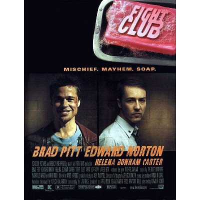 (24x36) Fight Club Movie (Edward Norton & Brad Pitt, Credits) Poster Print