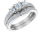 Diamond Engagement Ring & Wedding Band Set 1 Carat (ctw) in 14K White Gold