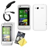 51JvofX keL. SL160  Cbus Wireless White Silicone Case / Skin / Cover, LCD Screen Protector / Guard & Car Charger for T Mobile HTC Radar
