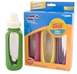 Evenflo Cozy 8 oz Glass Bottle with Sleeve, 3-Pack