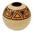 Striking Handcrafted Cream And Chocolate Terracotta Sphere Vase With Geometric Design