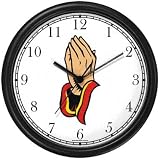 Hands in Prayer Christian Theme Wall Clock by WatchBuddy Timepieces (Hunter Green Frame)
