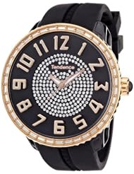 Tendence Gulliver Round Glam Womens Quartz Watch with Black Dial Analogue Display and Black Plastic or PU Strap 02043015