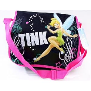 Tinkerbell Black and Pink Messenger Bag