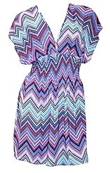 V-neck Summer Pleated Chevron Print Polyester/Spandex Maxi Dress 