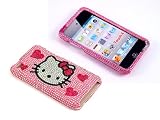 Smile Case Hello Kitty Hearts Bling Rhinestone Crystal Jeweled Snap on Full Cover Case for iPod Touch 4 4G iTouch 4 (it4-Four Hearts)