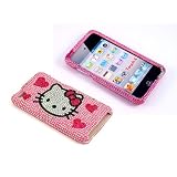 Smile Case Hello Kitty Hearts Bling Rhinestone Crysal Jeweled Snap on Full Cover Case for iPod Touch 4 4G iTouch 4 (it-Four Hearts)