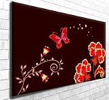 Review One Blank Wall  / Butterfly Floral Box Canvas Art Print - Wall Decor - Modern Art Gallery Wrapped Framed Ready to Hang (32in x 20in) oneblankwall.co.uk