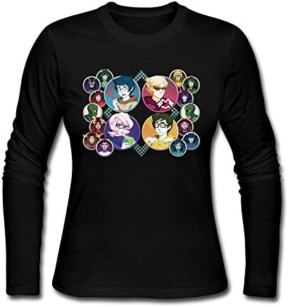 New Christmas Women's Homestuck Cartoon Characters Long Sleeve Tee Shirts Black L