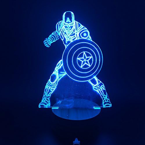 Marvel Civil War ! Handmade Captain America Mood Light 3D BULBING Optical Illusion LED Lamp