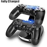 TNP PS4 Controller Charge Station - 2x USB Simultaneous Charger Dual Charging Dock Cradle Stand Accessory for Sony Playstation 4 Gaming Control with LED Indicator + Micro Cable (Black) [Playstation 4]