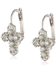 The Vatican Library Collection "Vatican Color Basics" Silver-Tone Crystal Cross Drop Earrings