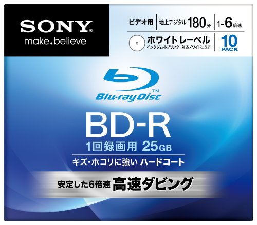 SONY ブルーレイディスク ビデオ用BD-R 追記型 片面1層25GB 6倍速 プリンタブル 10枚P 10BNR1VCPS6