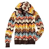 Missoni Velour HOODIE with Pockets - Brown with Multi-color Zig-zag - LARGE (L)