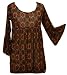 Apparel : Baby Doll Top/Flared Cuffs/Brown Gold Print