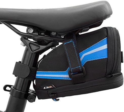 LTG Outdoor Bike Cycling Medium Black or Blue Saddle Seat Pack Bag - with Velcro Strap, Strap Pouch