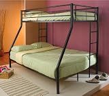 Twin Full Size Metal Bunk Bed with Sleek Design in Black Finish