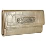 Women's Celeste Natural Shiny Synthetic Leather Tri-Fold Wallet: Natural Tri-Fold