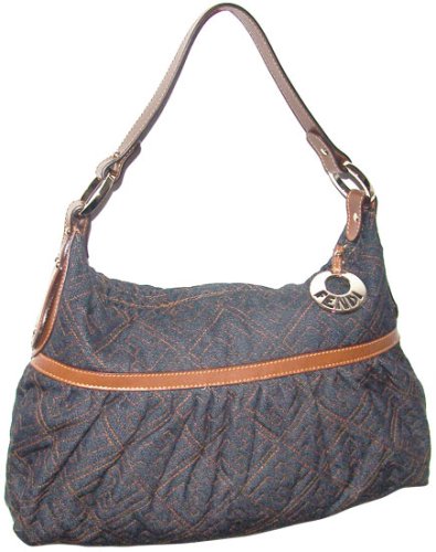 Fendi Dark Blue Denim With Orange Stitching Large Chef Bag 8BR448-VYA-F0AVJ