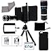 E LV iPhone 6S Plus / iPhone 6 Plus Camera Lens Kit - 12x Telephoto Lens, 3 Quick-Connect Lens Solution (Fisheye Lens, Macro Lens, Wide Angle Lens), 1 Mini Tripod and 1 Microfiber