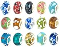 50pc Lot Lampwork Murano Glass European Mix Beads - Compatible with Pandora, Chamilia, Troll, Biagi