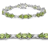 14.00 Carat Genuine Peridot Sterling Silver Bracelet