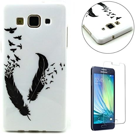 Samsung Galaxy A3 (2015) Case Ziotechnology Ultra Slim Thin Glossy Soft Flexible Rubber White Bumper Silicone Gel TPU Protective Cover Skin For Samsung Galaxy A3 (2015)-Birds Feather
