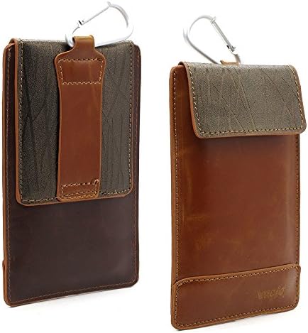 Brown/Coffee Universal Retro HOOk&amp;LOOP Premium Leather Belt Loop Case Holster Carrying Bag Pouch With Metal Buckle Out Size 15.5x9.5 CM, for iPhone 6 , iPhone 6S