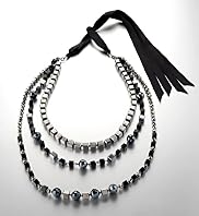 Autograph Assorted Bead Triple Strand Ribbon Necklace