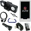 Combo Pack for the Microsoft Zune HD MP3 Player: Clear Rubberized Silicone Skin Case, Foldable Cube Speaker Dock, USB Data Sync Charging Cable, USB Car Charger, USB Wall Travel/Home Charger, 3.5mm Auxiliary Stereo Retractable Cable, Screen Protector, and Free Carabiner Key Chain