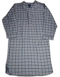 Private Label - Mens Long Sleeve Plaid Flannel Nightshirt, Light Blue