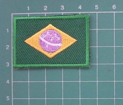 Brazil National Country Flags Emblem Brazilian Logo Crest Badge Small 1.2"x1.8" Iron On Embroidered Patches Nation Samba Decorative Appliques For Shirt Bag Hat Travel Backpacks Sports Team