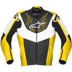 Alpinestars Vector Perforated Men's Leather Sports Bike Motorcycle Jacket - Color: Black/Yellow, Size: 58