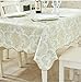 Eforcurtain Shabby Chic Flannel Back Table Cover Oblong PVC Tablecloth Waterproof, Wheat/Greenish, X-Long 60x104-inch