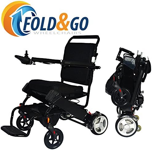 FOLD-N-GO Power Wheelchair (Jet Black) | Only 46 LBS with Battery | Driving Range 12 Miles Per Charge | Max Speed 4 MPH | Airplane Approved Lithium Battery | 3-Year Warranty | Electric Wheelchair