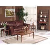 3 Piece Walnut Wood Finish Coffee Table & 2 End Tables Set